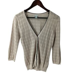 H&M Contrasting Delicate Lace Button Down Cardigan Sweater Minimalist Sz Medium